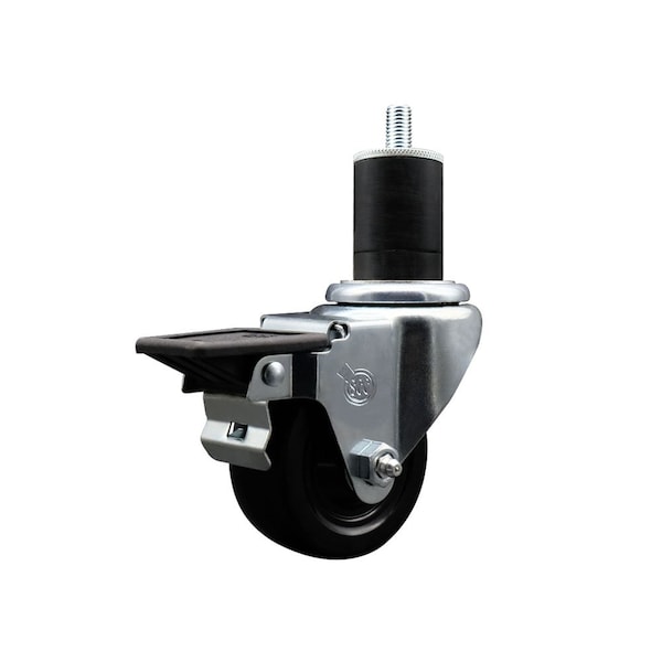 3'' Soft Rubber Swivel 1-3/4'' Expanding Stem Caster with Brake